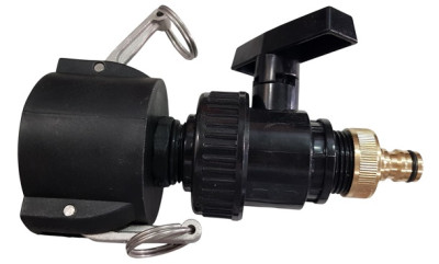 Anschluss-Stutzen DN50 KAMLOK mit Hahn 1" BSP 32mm auf Gardena kompatiblen Schnellverbinder